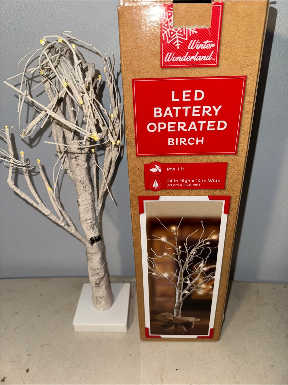 Winter Wonderland 24” x 14” White LED Battery-Operated Birch Tree Works-On!!!